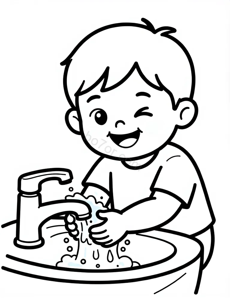 child face washing winking