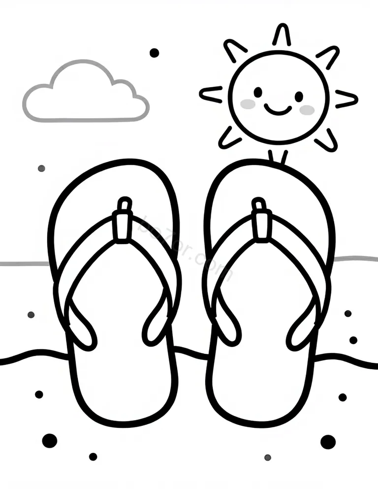 flip flop pair on beach with sun
