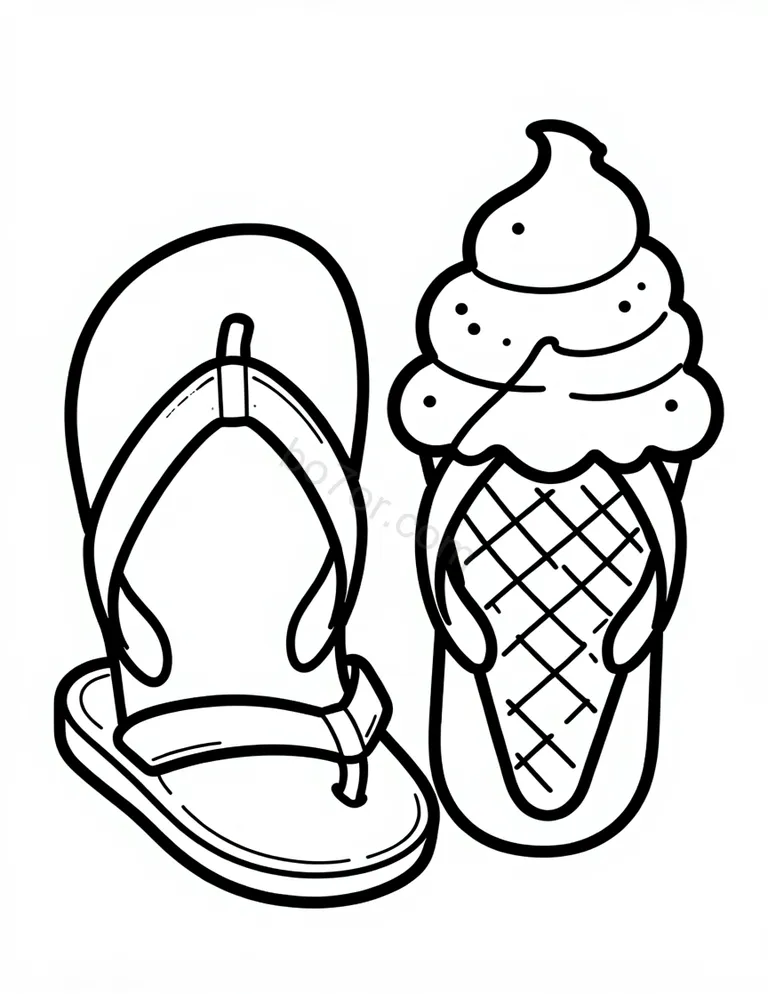 flip flop pair with ice cream