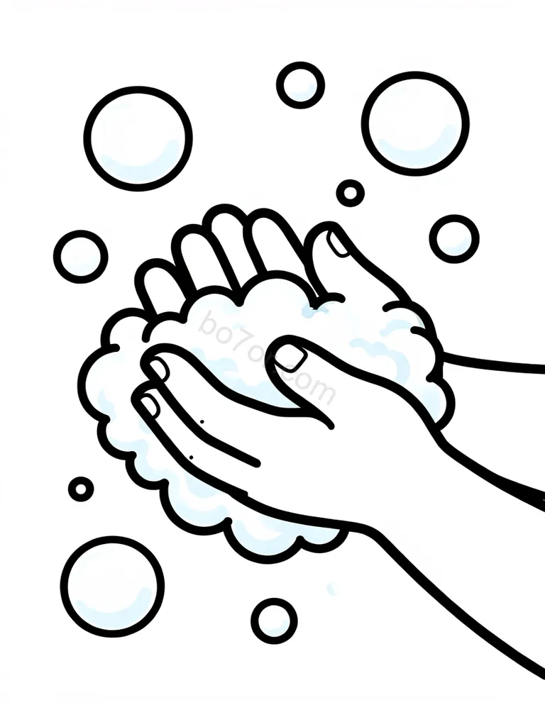 hand washing bubbles flying