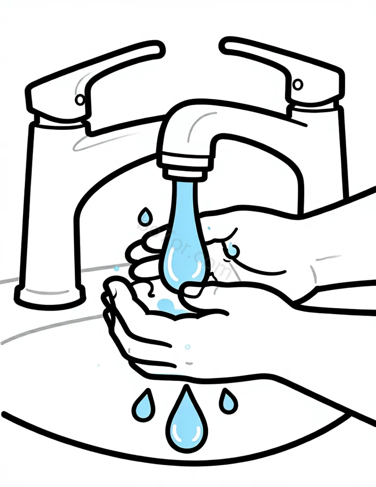 hand washing under water drops