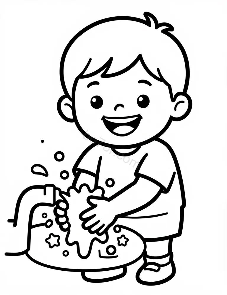 hand washing with child smiling
