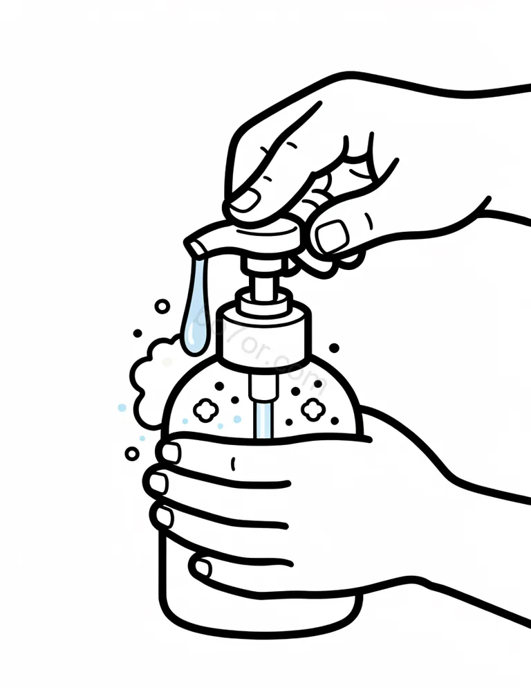 hand washing with pump bottle