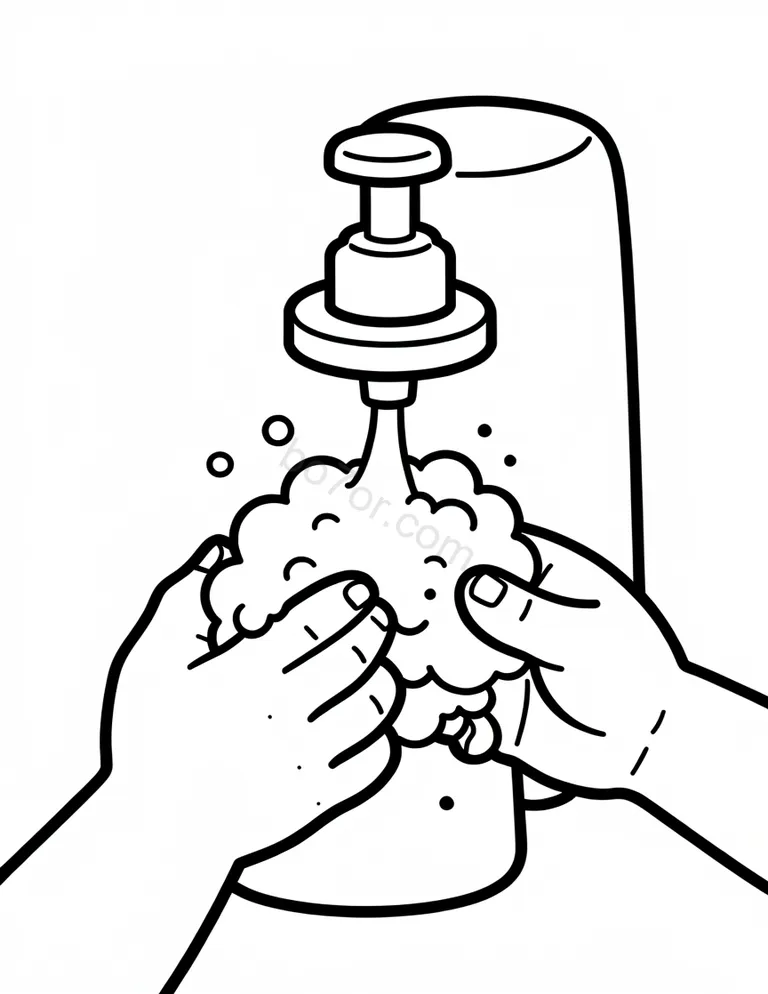 hand washing with soap dispenser auto
