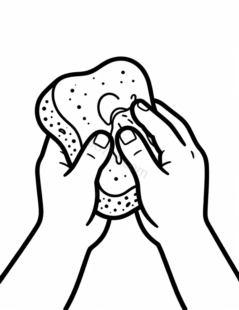 hand washing with sponge