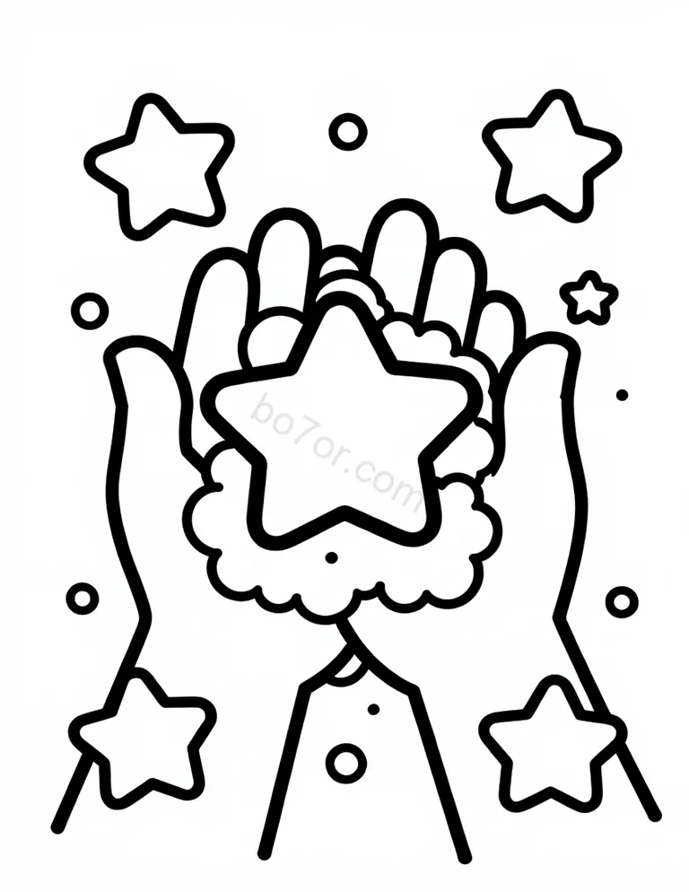 hand washing with star bubbles