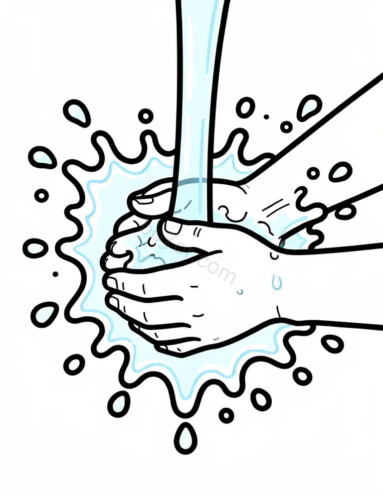 hand washing with water splash