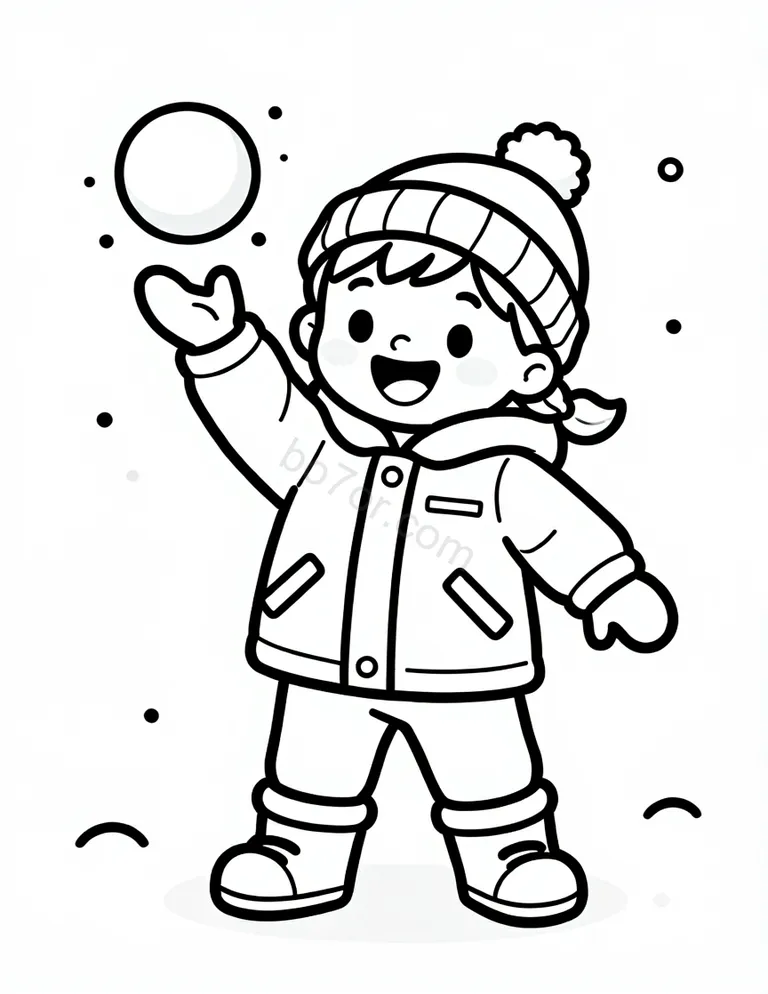 winter child throwing snowball
