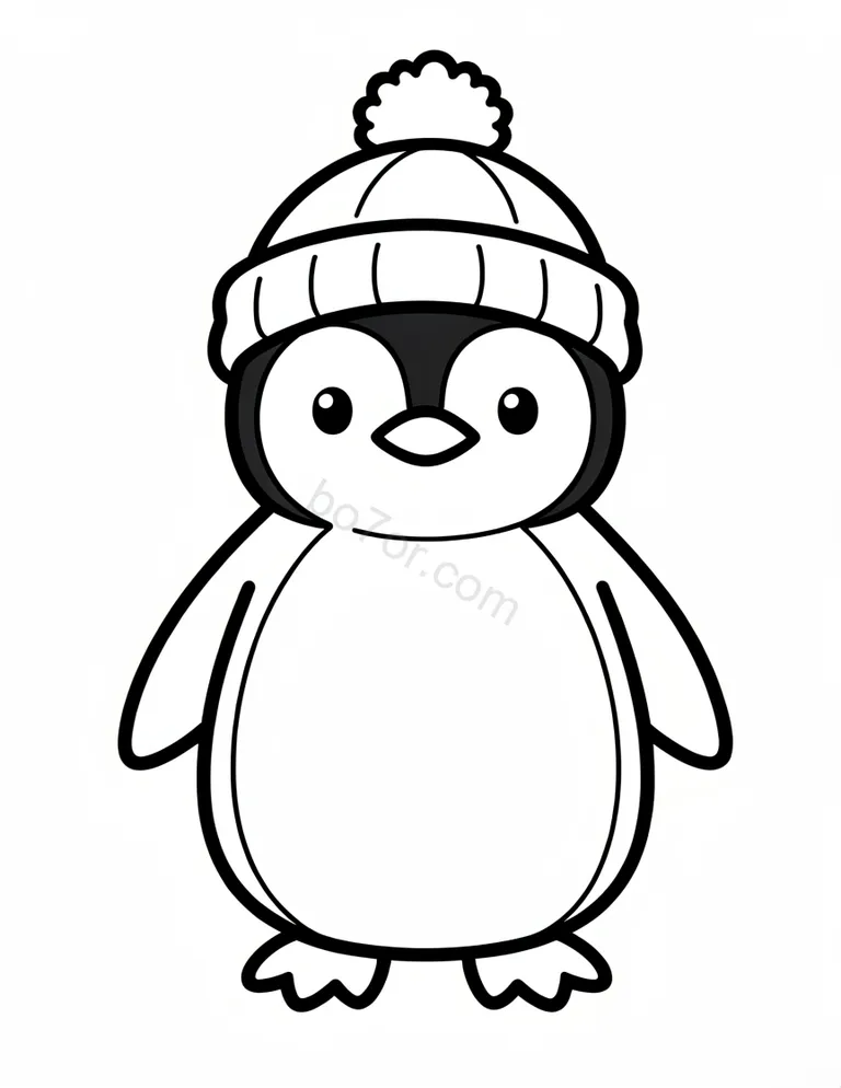 winter penguin with hat