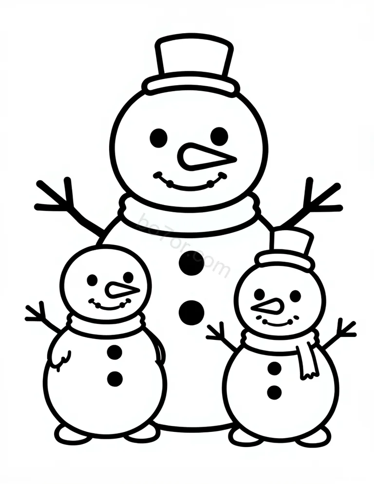 winter snowman family